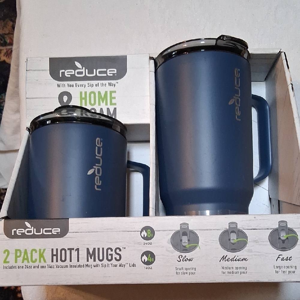 Reduce Blue Insulated Travel Mug - 2 Pack